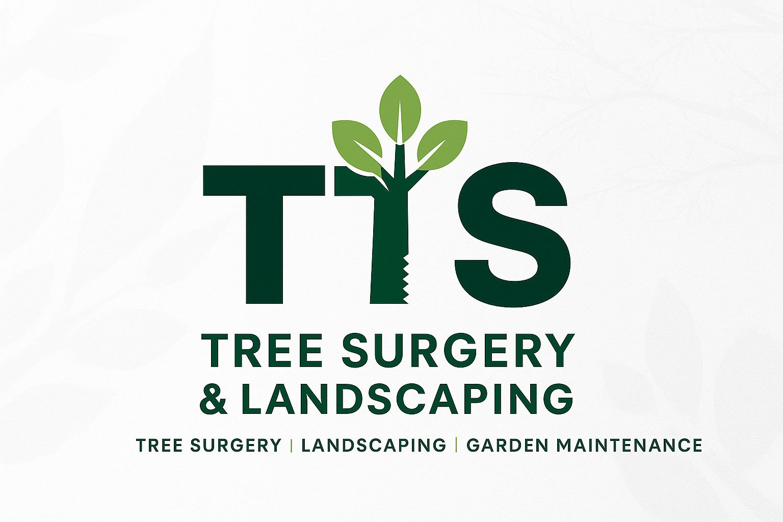 Tree Surgery and Landscaping logo design on a bright backdrop